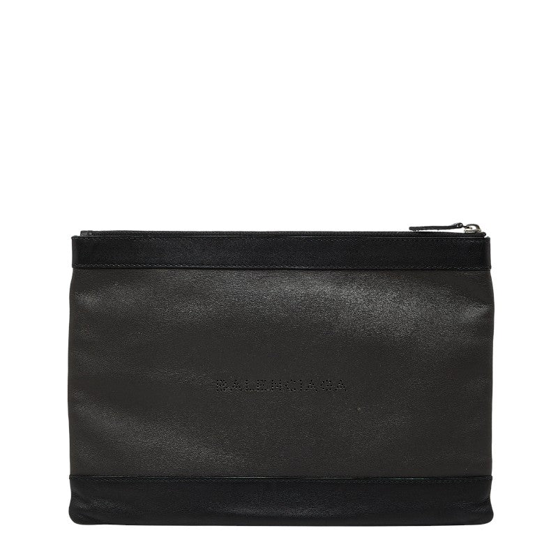 バレンシアガ ネイビークリップM クラッチバッグ セカンドバッグ 373834 ブラック レザー メンズ BALENCIAGA 【中古】