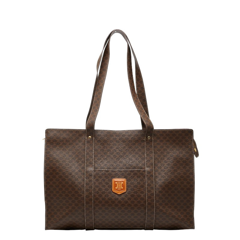 セリーヌ マカダム トートバッグ ブラウン PVC レザー レディース CELINE 【中古】
