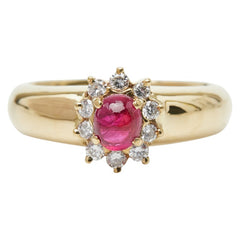 K18YG イエローゴールド ルビー0.59ct ダイヤ0.20ct リング 指輪 レディース 9.5号 【中古】
