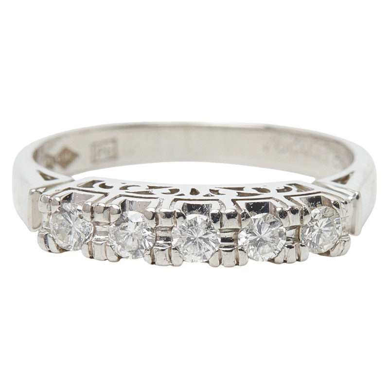 Pt900 プラチナ ダイヤ0.29ct 一文字リング リング 指輪 レディース 11号 【中古】