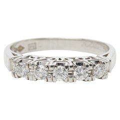 Pt900 プラチナ ダイヤ0.29ct 一文字リング リング 指輪 レディース 11号 【中古】