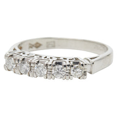 Pt900 プラチナ ダイヤ0.29ct 一文字リング リング 指輪 レディース 11号 【中古】