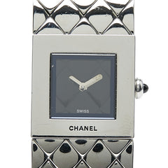 シャネル マトラッセ 腕時計 H0009 スイス製クオーツ ブラック文字盤 ステンレススチール レディース CHANEL 【中古】