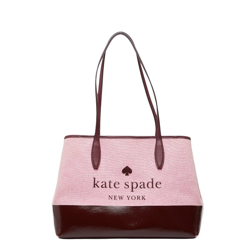 ケイトスペード トートバッグ ピンク ワインレッド キャンバス レザー レディース Kate Spade 【中古】
