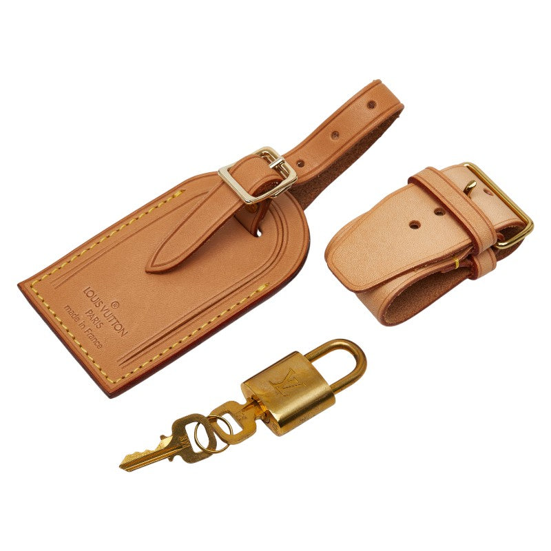 ルイ ヴィトン パドロック 鍵2本 ポワニエ ネームタグ 4点セット ブラウン ゴールド レザー メッキ レディース LOUIS VUITTON 【中古】