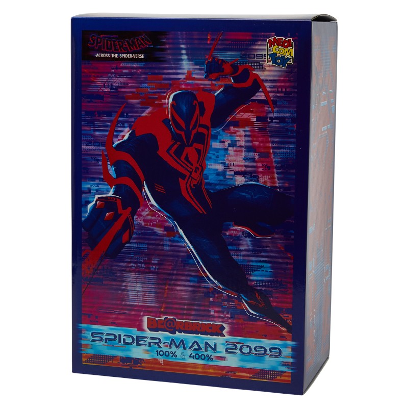 メディコムトイ BE@RBRICK ベアブリック スパイダーマン SPIDER-MAN 2099 100%&400% フィギュア コレクション ブルー レッド ABS樹脂 レディース MEDICOM TOY 【中古】