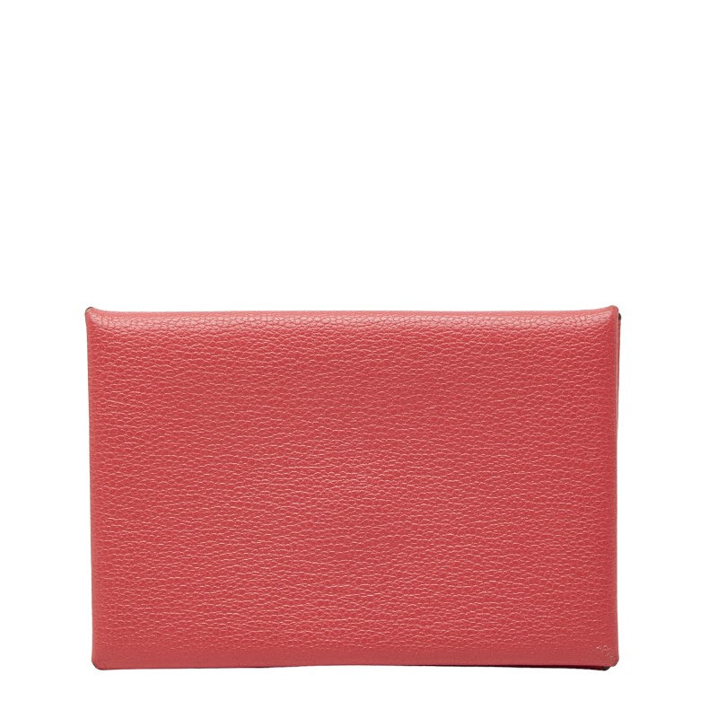 エルメス カルヴィ カードケース 名刺入れ ピンク ローズ シェーブル レディース HERMES 【中古】