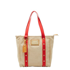 ルイ ヴィトン アンティグア カバMM トートバッグ M40035 ベージュ レッド キャンバス レディース LOUIS VUITTON 【中古】