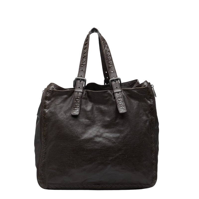 ボッテガヴェネタ イントレチャート トートバッグ ブラウン レザー レディース BOTTEGAVENETA 【中古】