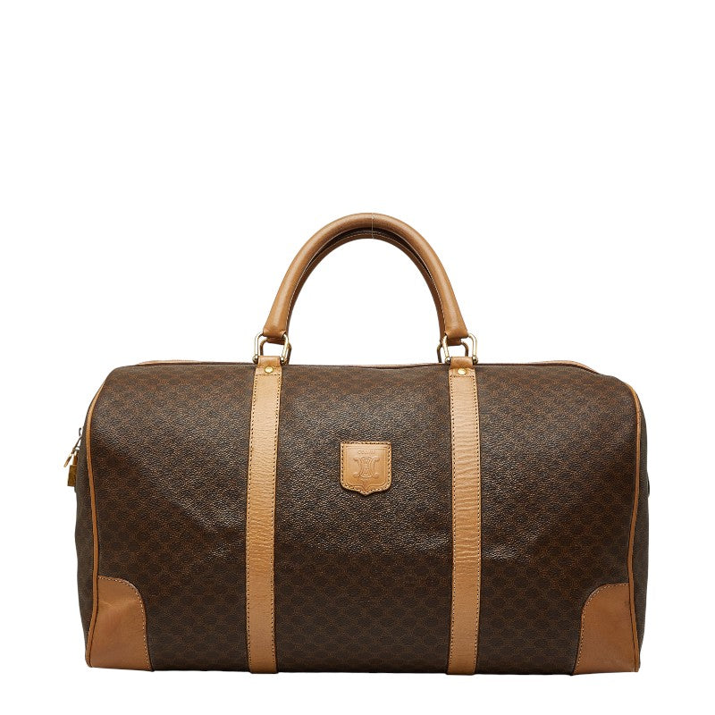 セリーヌ マカダム ボストンバッグ ブラウン PVC レザー レディース CELINE 【中古】
