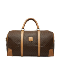 セリーヌ マカダム ボストンバッグ ブラウン PVC レザー レディース CELINE 【中古】