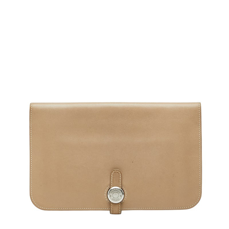 エルメス ドゴンGM デュオ 長財布 アルジル ベージュ スイフト レディース HERMES 【中古】