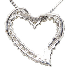 K18WG ホワイトゴールド ダイヤ0.2ct ハートモチーフ ペンダント ネックレス レディース 【中古】