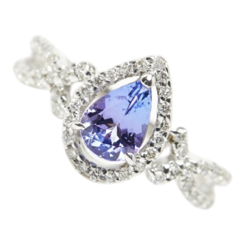 K14WG ホワイトゴールド タンザナイト0.72ct ダイヤ0.28ct リング 指輪 レディース 9号 【中古】