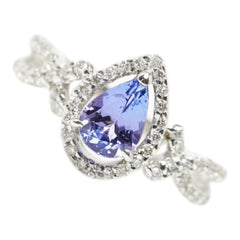 K14WG ホワイトゴールド タンザナイト0.72ct ダイヤ0.28ct リング 指輪 レディース 9号 【中古】