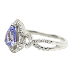 K14WG ホワイトゴールド タンザナイト0.72ct ダイヤ0.28ct リング 指輪 レディース 9号 【中古】