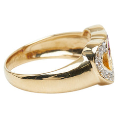 K18YG イエローゴールド ルビー0.46ct ダイヤ0.09ct ハートモチーフ リング 指輪 レディース 12号 【中古】