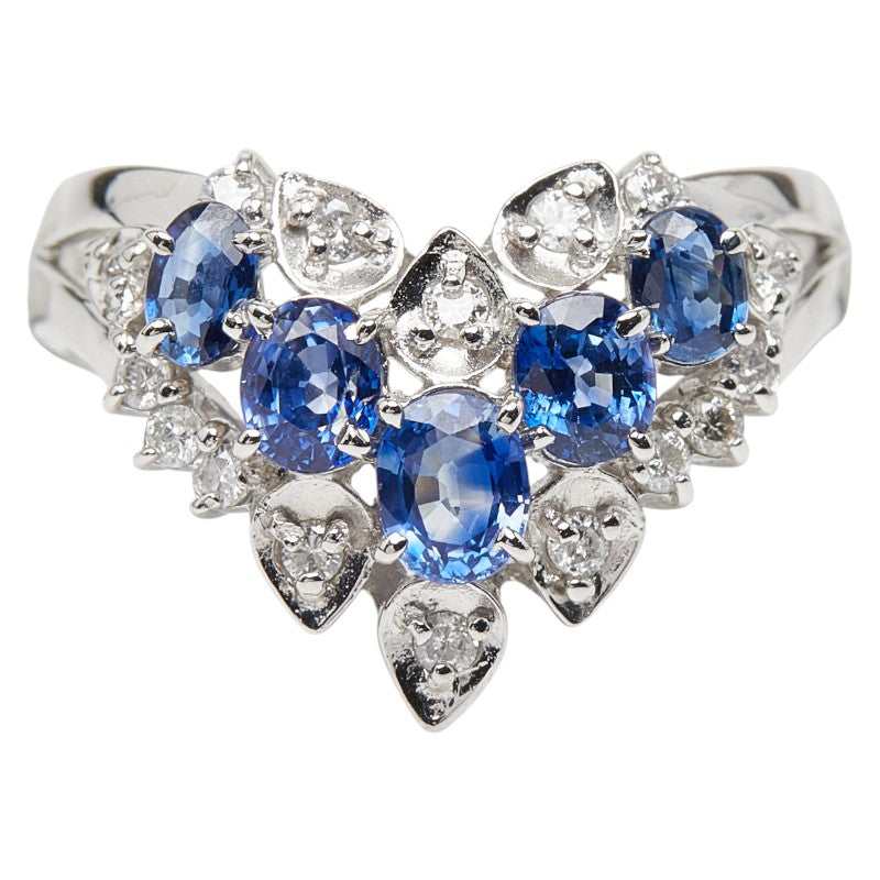 Pt900 プラチナ サファイア1.18ct ダイヤ0.20ct リング 指輪 レディース 12号 【中古】