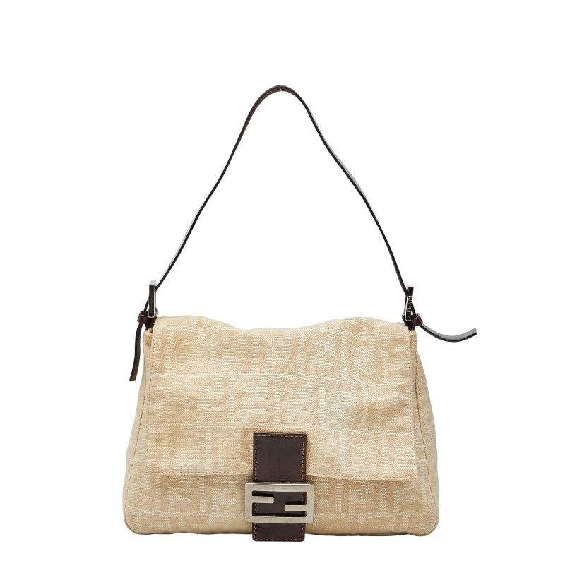 フェンディ ズッカ マンマバケット ハンドバッグ ワンショルダーバッグ ベージュ ブラウン キャンバス レザー レディース FENDI 【中古】