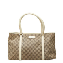 グッチ GGスプリーム ハンドバッグ トートバッグ 114595 ベージュ アイボリー PVC レザー レディース GUCCI 【中古】