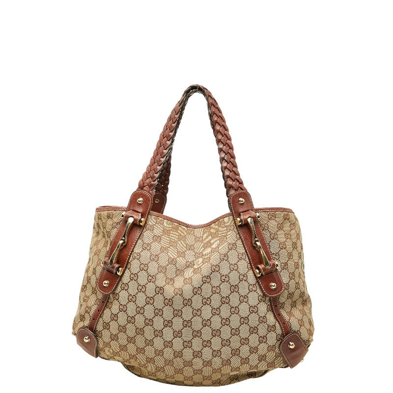 グッチ GGキャンバス ホースビット ハンドバッグ トートバッグ 137621 ベージュ ブラウン キャンバス レザー レディース GUCCI 【中古】