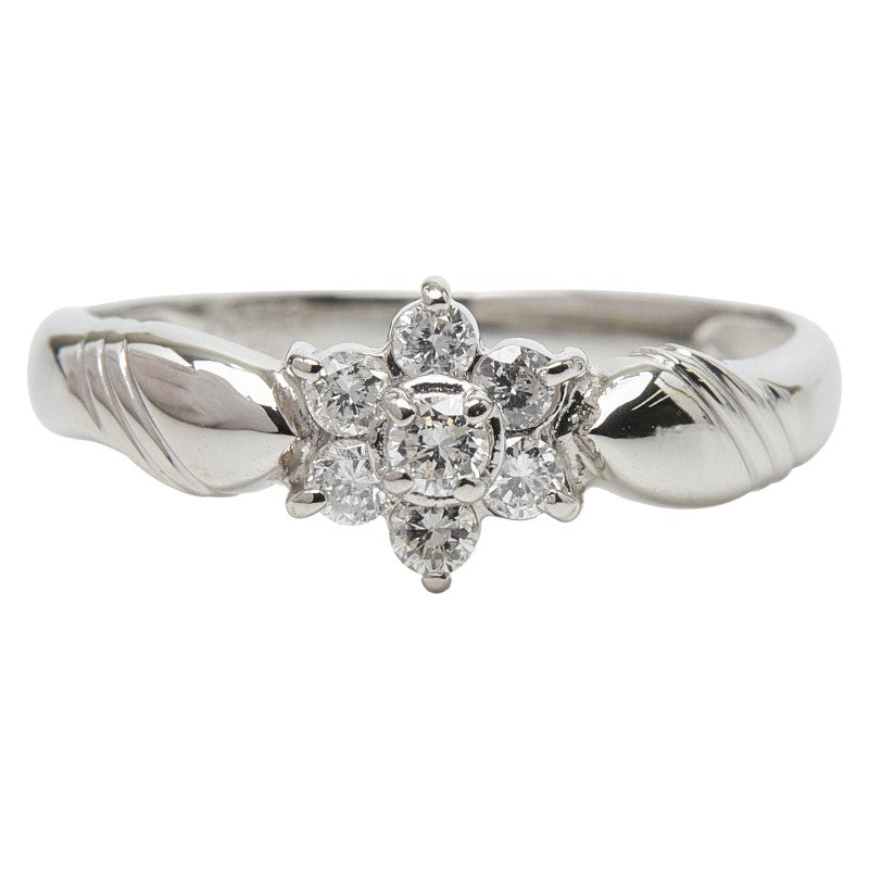 Pt900 プラチナ ダイヤ0.20ct フラワーモチーフ リング 指輪 レディース 9号 【中古】