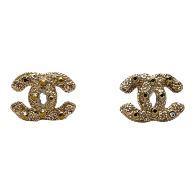 シャネル ココマーク ピアス ゴールド メッキ ラインストーン レディース CHANEL 【中古】