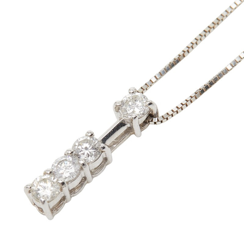 K18WG ホワイトゴールド ダイヤ0.4ct ペンダント ネックレス レディース 【中古】