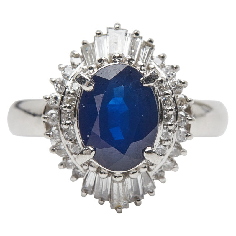 Pt900 プラチナ サファイア2.00ct ダイヤ0.50ct リング 指輪 レディース 13号 【中古】