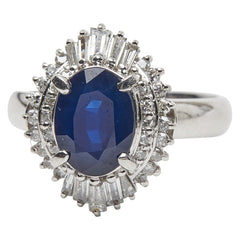 Pt900 プラチナ サファイア2.00ct ダイヤ0.50ct リング 指輪 レディース 13号 【中古】