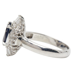 Pt900 プラチナ サファイア2.00ct ダイヤ0.50ct リング 指輪 レディース 13号 【中古】