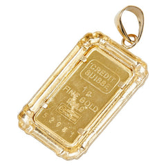 K24IG インゴット K18YG イエローゴールド クレジットスイス 自由の女神 ペンダント ネックレス レディース 【中古】