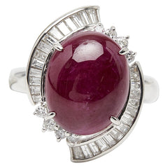 Pt900 プラチナ ルビー6.74ct ダイヤ0.71ct リング 指輪 レディース 11.5号 【中古】