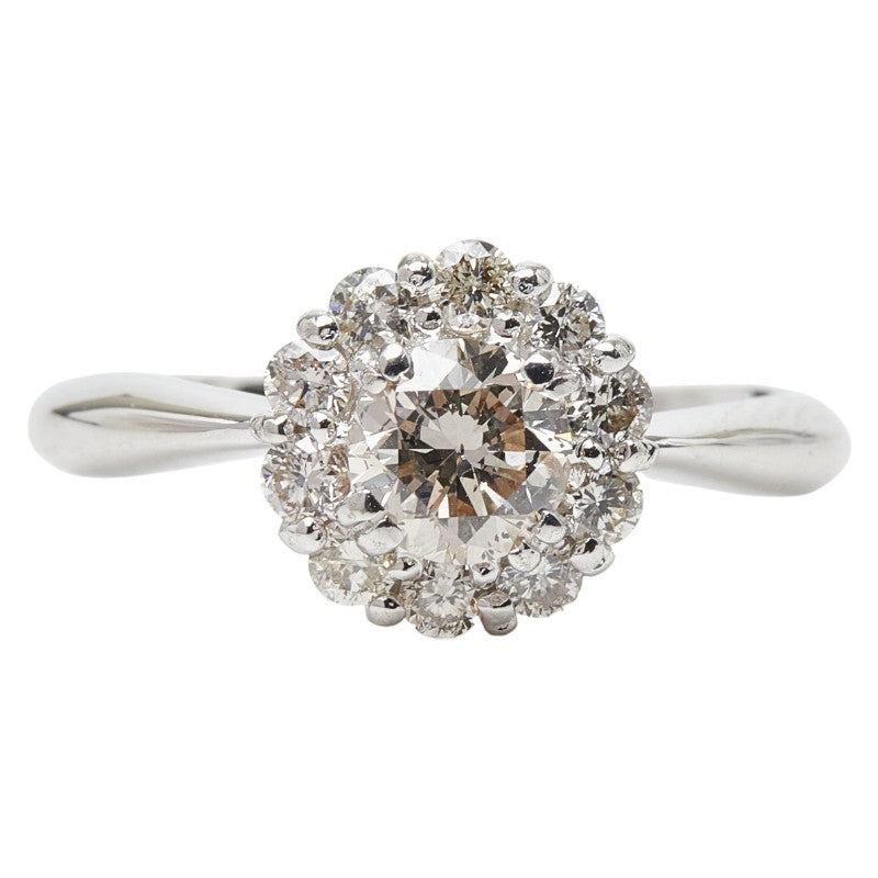 K18WG ホワイトゴールド ダイヤ0.50ct ダイヤ0.66ct フラワーモチーフ リング 指輪 レディース 12号 【中古】