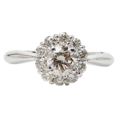 K18WG ホワイトゴールド ダイヤ0.50ct ダイヤ0.66ct フラワーモチーフ リング 指輪 レディース 12号 【中古】