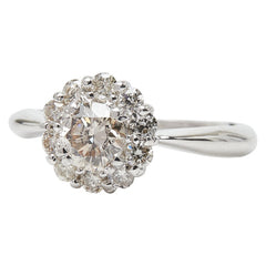 K18WG ホワイトゴールド ダイヤ0.50ct ダイヤ0.66ct フラワーモチーフ リング 指輪 レディース 12号 【中古】