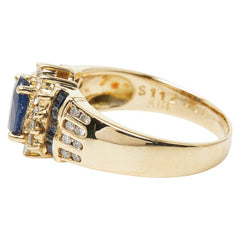 K18YG イエローゴールド サファイア1.12ct ダイヤ0.41ct サファイア0.58ct リング 指輪 レディース 15号 【中古】