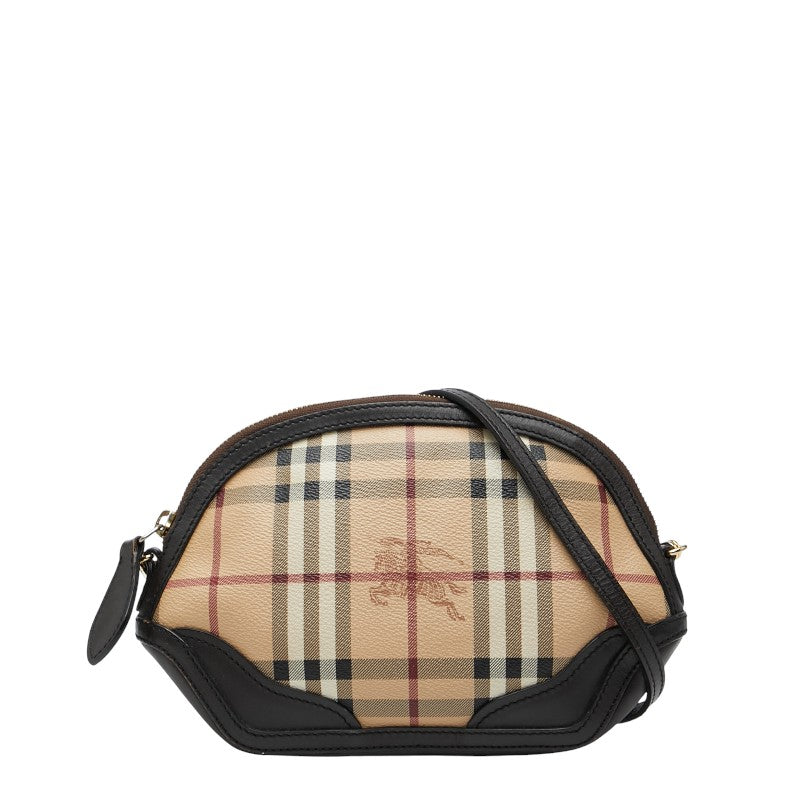 バーバリー ノバチェック シャドーホース ショルダーバッグ ベージュ ブラック PVC レザー レディース BURBERRY 【中古】