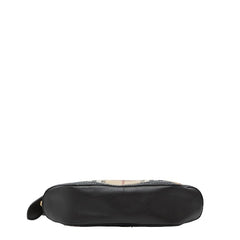 バーバリー ノバチェック シャドーホース ショルダーバッグ ベージュ ブラック PVC レザー レディース BURBERRY 【中古】