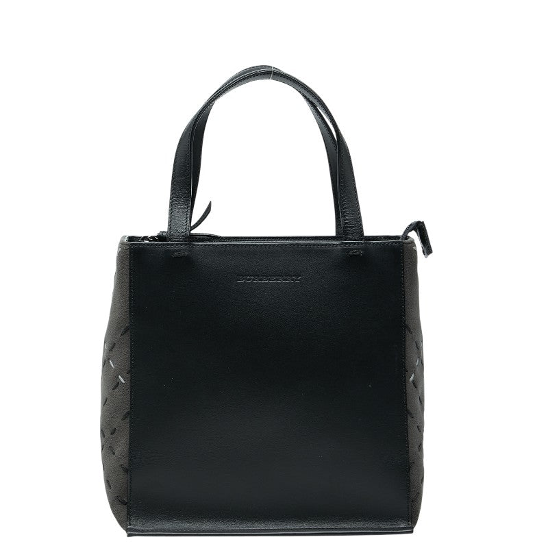 バーバリー ハンドバッグ ブラック グレー レザー スウェード レディース BURBERRY 【中古】
