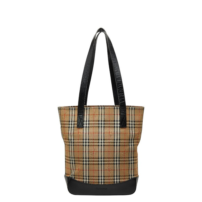バーバリー ノバチェック シャドーホース トートバッグ ブラウン ブラック キャンバス レザー レディース BURBERRY 【中古】
