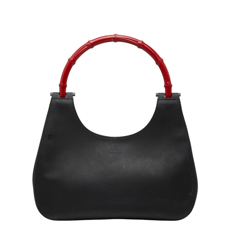 グッチ バンブー ショルダーバッグ 001 3739 ブラック レッド レザー レディース GUCCI 【中古】