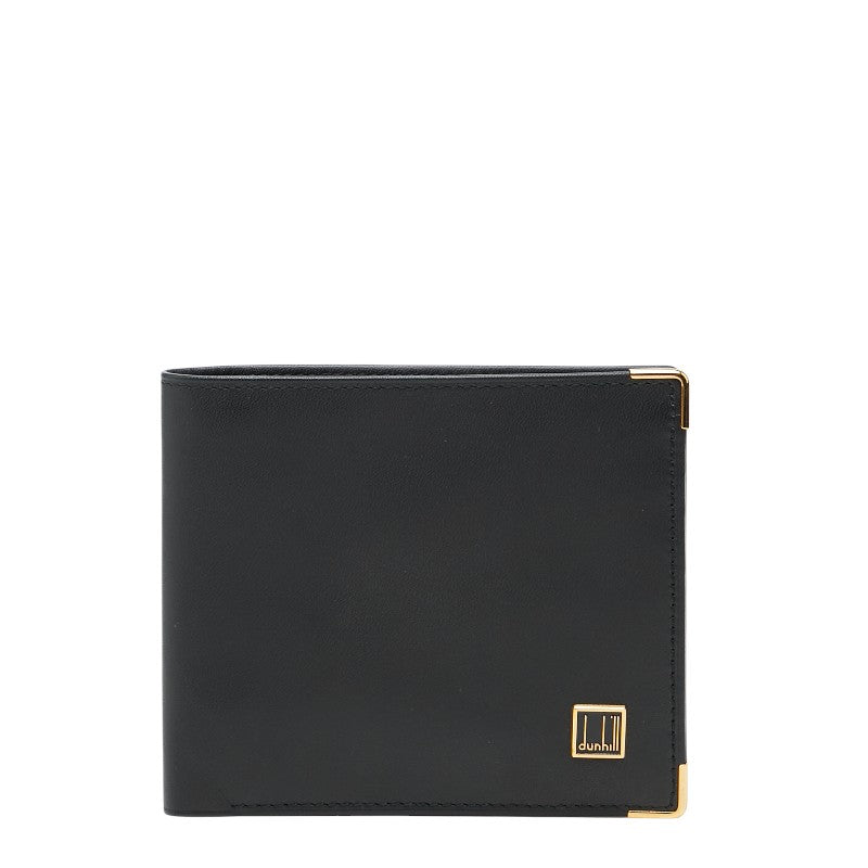 ダンヒル ロゴ 二つ折り財布 ブラック レザー レディース Dunhill 【中古】