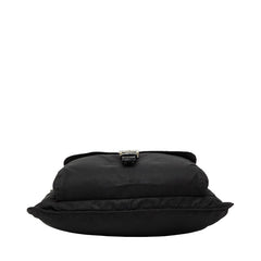 プラダ 三角ロゴプレート ショルダーバッグ ブラック ナイロン レザー レディース PRADA 【中古】