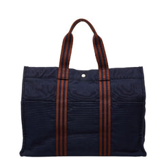 エルメス フールトゥGM トートバッグ ハンドバッグ ネイビー ブラウン キャンバス レディース HERMES 【中古】