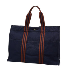エルメス フールトゥGM トートバッグ ハンドバッグ ネイビー ブラウン キャンバス レディース HERMES 【中古】