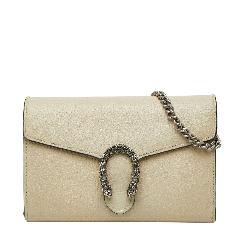 グッチ ディオニュソス チェーンウォレット ショルダーバッグ 401231 アイボリー レザー レディース GUCCI 【中古】