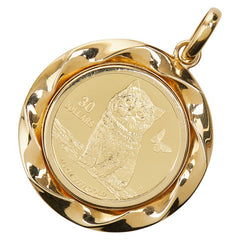 K24YG イエローゴールド K18YG イエローゴールド ツバルキャット 2020年 1/5oz エリザベス2 30ドル金貨 ペンダント ネックレス レディース 【中古】