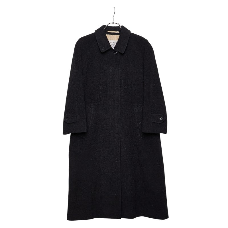バーバリー ステンカラーコート 比翼 ブラック ウール レディース BURBERRY 【中古】