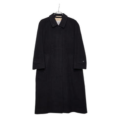 バーバリー ステンカラーコート 比翼 ブラック ウール レディース BURBERRY 【中古】